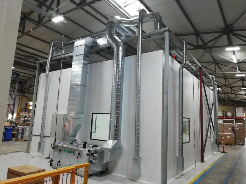 Galvanised ductwork for a process booth