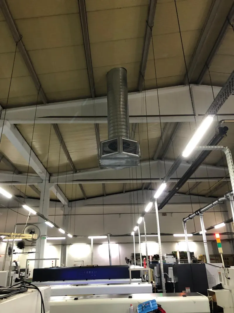 Evaporative cooling in a production area